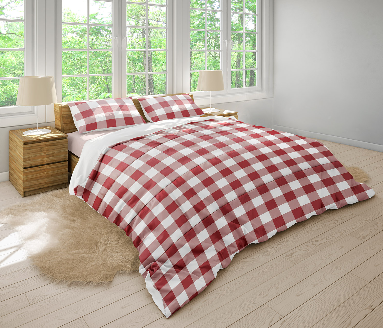 Edredom Country Xadrez Vermelho - Roupas de cama personalizada